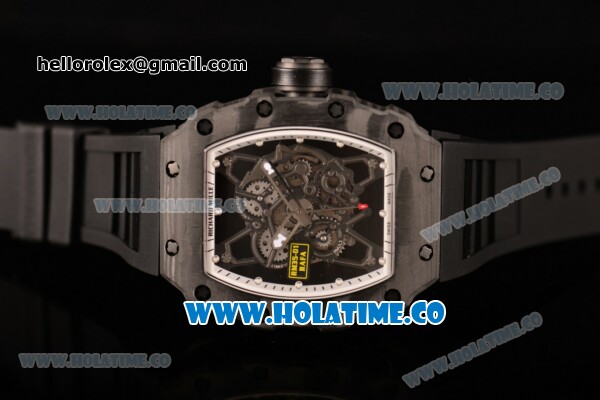 Richard Mille RM35-01 Bubba Watson Tourbillon Manual Winding Carbon Fiber Case with Skeleton Dial and White Dot Markers - White Inner Bezel - Click Image to Close